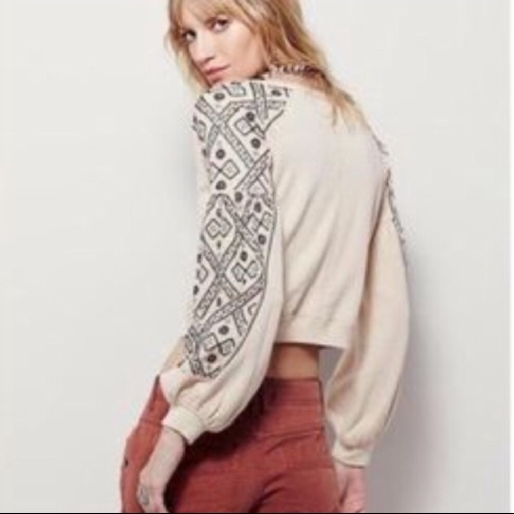 FREE PEOPLE Senorita' Cropped Pullover Sweatshirt - Picture 6 of 6